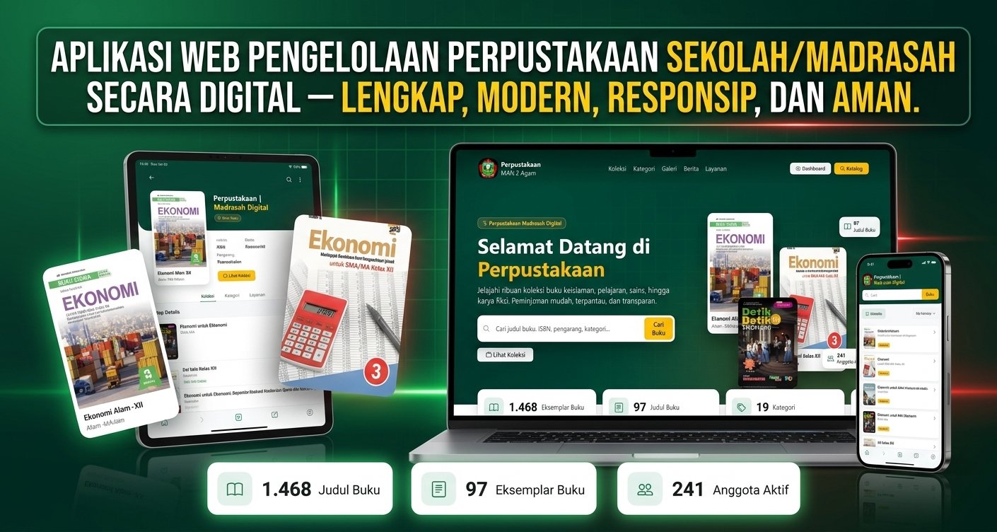 Aplikasi Web Pengelolaan Perpustakaan Sekolah & Madrasah Digital Berbasis Laravel (Lengkap & Responsif)